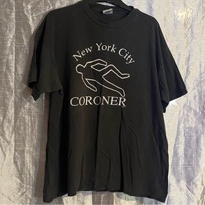 NYC Coroner shirt SZ XL, worn with tiny hole see pics, I wore this shirt!!